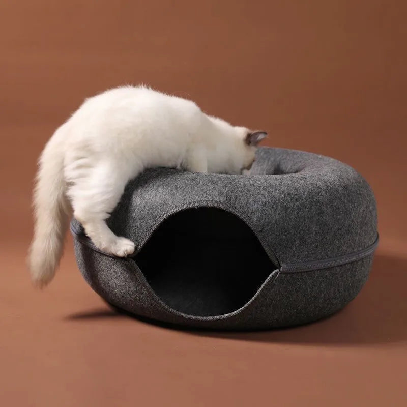 Donut Cat Bed Interactive Tunnel: Comfort, Fun, and Style for Your Cat!