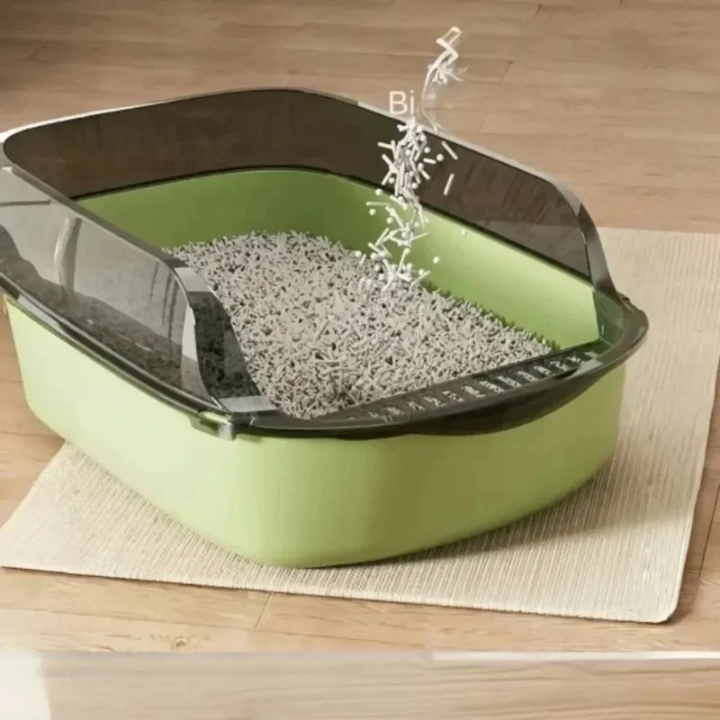 Open Cat Litter Box: High Sided, Splashproof, Durable & Easy to Clean!