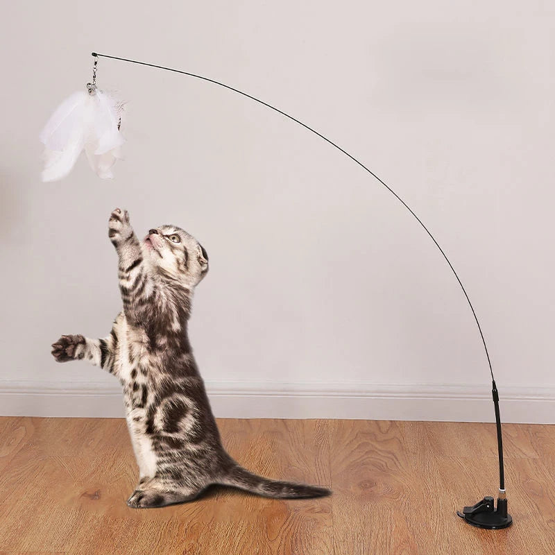PawPlay Wand®: Interactive Cat Toy with Suction Cup Base and Feather Teaser